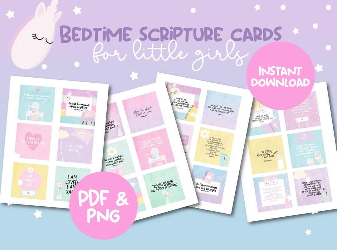 Cute Bedtime Scripture Cards for Little Girls PDF | Verse Cards ...