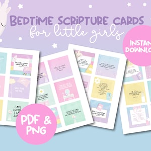 Süße Gute-Nacht-Schriftkarten für kleine Mädchen PDF | Vers Karten Printable | Christliche Printable Für Kinder | Affirmationskarten PDF