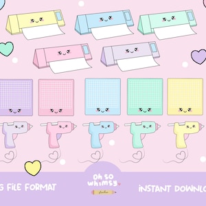 Cute Silhouette Clipart | Kawaii Craft Items Clipart | Hot Glue Clipart | Planner Clipart | Business Clipart | Png | Instant Download