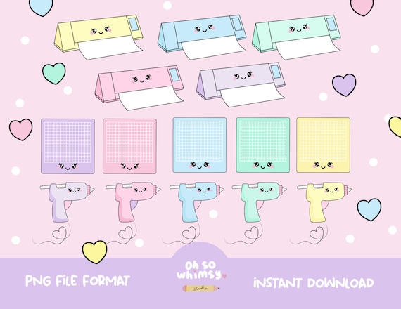 Cute Silhouette Clipart | Kawaii Craft Items Clipart | Hot Glue Clipart | Planner Clipart | Business Clipart | Png | Instant Download