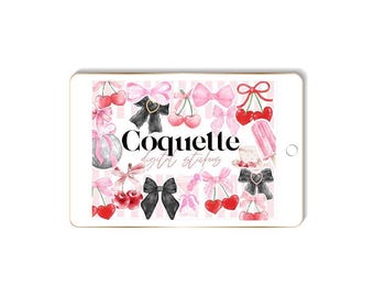 Coquette Digital Sticker Book for Goodnotes – Cute Pre-Cropped Stickers + PNGs | Soft Girl Aesthetic | Digital Planner Stickers