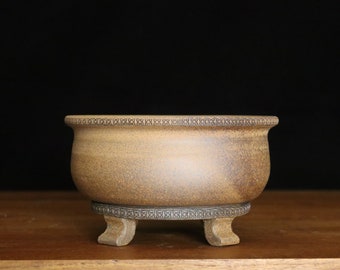 Small unglazed round bonsai pot for shohin (5 1/2")