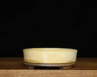 盆栽鉢　落款あり　楕円 盆栽鉢 烏泥外縁胴紐楕円鉢 植木鉢 中国鉢 張氏製陶 落款あり 17号