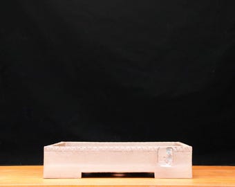 Rectangular unglazed bonsai pot (13 1/2" x 12" x 3")