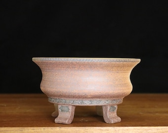 Small unglazed round bonsai pot for shohin (5 1/4")