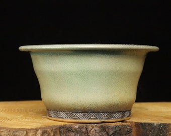 Small round cascade bonsai pot for shohin (6")