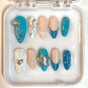 Handmade Ocean Press On Nails