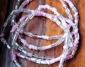 Roze glazen zaad armbanden