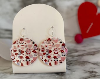 Valentine's Day Earrings, Valentine's Gnomes, Gnome Earrings, Valentine's Day Gift, Dangle Earrings, VDay Gift for Her, Teacher Earrings