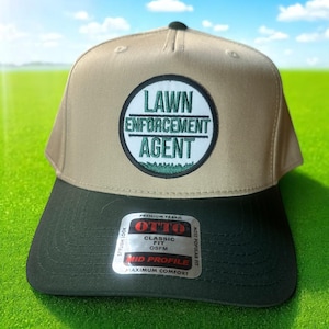Lawn Enforcement Hat, Funny Dad Trucker Hat, Grass Cutting Cap, Mowing Lawn Hat, Otto Snapback Hat, Yard Work Gift Hat