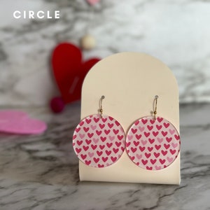 Valentine's Dangle Earrings, Pink Heart Earrings, Acrylic Earrings, Valentines Jewelry for Her, Girlfriend Gift, VDay Gift, Galentines Day