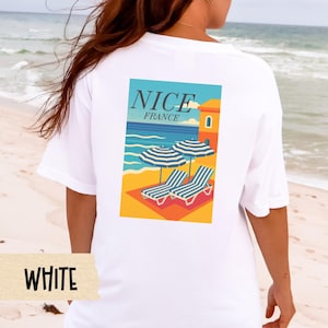 Nice France Travel Shirt, French Riviera Beach Tee, Comfort Colors Vacation Shirt, Retro Pop Art Nice France Souvenir T-Shirt