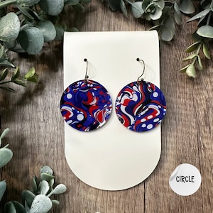 Patriotic Earrings, 4th of July Earrings, USA, Retro Fourth of July, Stars and Stripes, Freedom, Independence Day, Red White and Blue