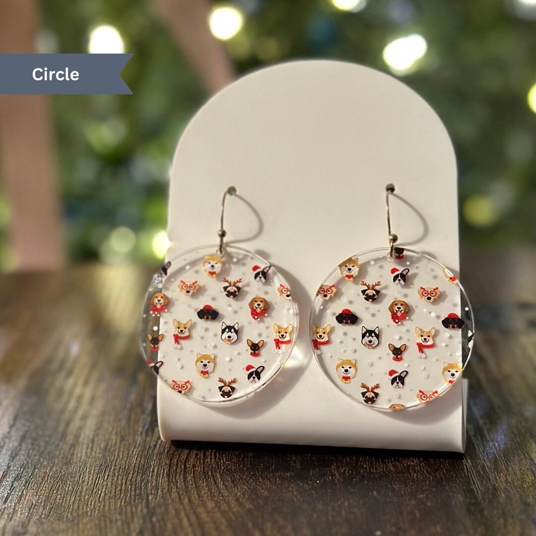Dog Earrings Dangle, Christmas Dog Earrings, Dog Lover Gift, Dog Lover ...