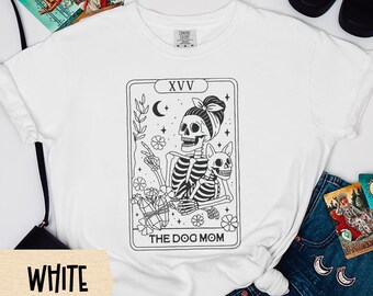 Skeleton Dog Mom Tarot Shirt: Gothic Witchy Tee