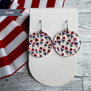 Fourth of July Earrings, Patriotic Earrings, USA Popsicle, Rocket Pop, Bomb Pop, American Flag, 4th of July, Red, White, Blue, Nostalgia