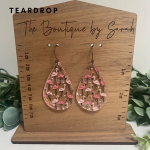 Flamingo Earrings, Clear Acrylic Earrings, Flamingo Gift, Lightweight Earrings, Summer Earrings, Statement Earrings, Bird Jewelry
