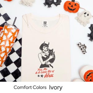 Pinup Girl Halloween Shirt, Retro Witch Graphic Tee, Spooky Season Comfort Colors Top, Vintage Halloween Style, Fall Graphic TShirt