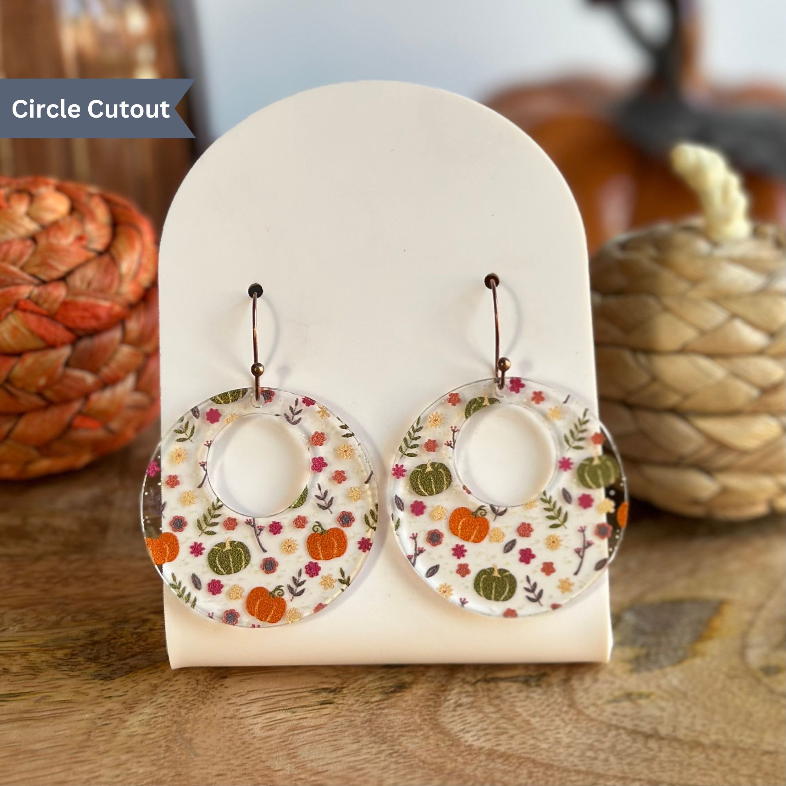 Pumpkin Fall Acrylic Earrings, Lightweight Statement Jewelry, Autumn Dangle Earrings, Seasonal Accessory, Gift for Her