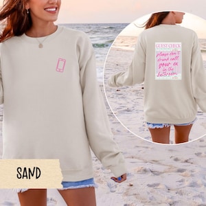 Bluza z nadrukiem Guest Check, Bluza z okrągłym dekoltem Drunk Call Your Ex, Zabawny sweter Chaos Girl, Grafika Gildan 18000 Oversized, Sweter na imprezę nocną