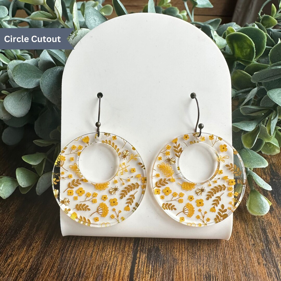 Mustard Yellow Earrings Bees and Flowers Boho Earrings Etsy