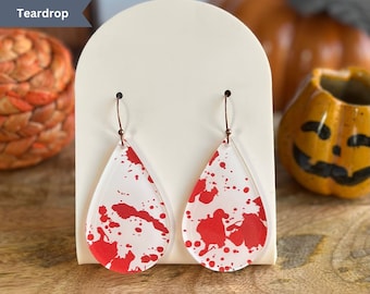 Blood Splatter, Halloween Earrings, Crime Scene, CSI, Spooky Season, Gory, Scary Earrings, Haunted House Jewelry, Trick or Treat