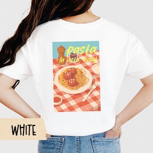Funny Pasta Graphic Tee, Comfort Colors Italian Food Shirt, Spaghetti And Meatballs Shirt For Women, Casual Foodie Vacation Shirt