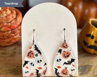 Halloween Acrylic Earrings, Lightweight Statement Jewelry, Spooky Dangle Earrings, Fun Fall Accessory, Gift for Her