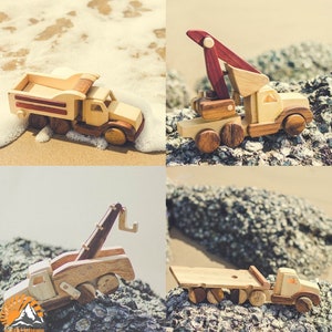 Set of wooden construction vehicle, toddler toys, birthday gift, handmade toys