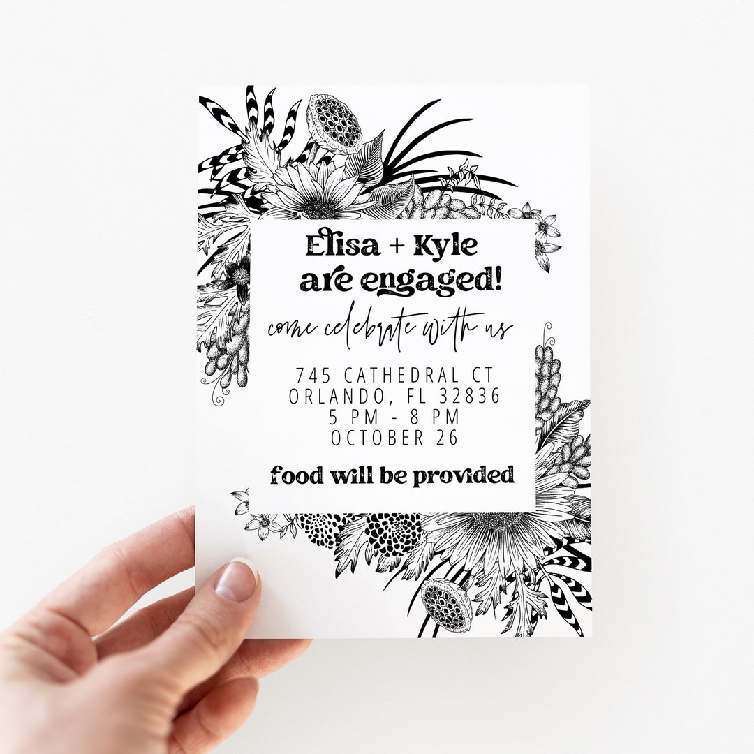 Engagement Party Invitation Template Floral Boho Engagement Party