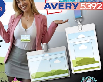 Customizable Avery 5392 Name Badge Template for Canva | Canva Template Name Badge Free Instructions: How To Use Avery Mail Merge With Canva