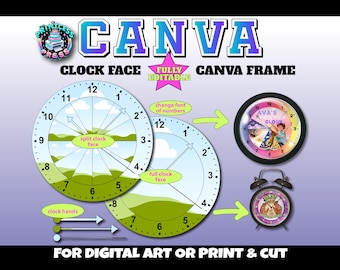 Clock Template | Custom Clock Face Canva Frame Template | Drag & Drop Canva Frame Clock | Custom Wall Clock Design File