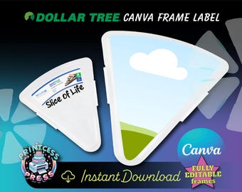 Dollar Tree Pizza Box Label Template DXF SVG | Pizza Box Label Sticker Drag & Drop Editable Canva Frame | Cricut Print To Cut