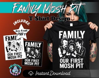 Our First Mosh Pit T-Shirt Design PNG & SVG | Mosh Pit PNG | Mosh Pit Family Reunion Shirt Design | Punk Music Metal Family Shirt Design