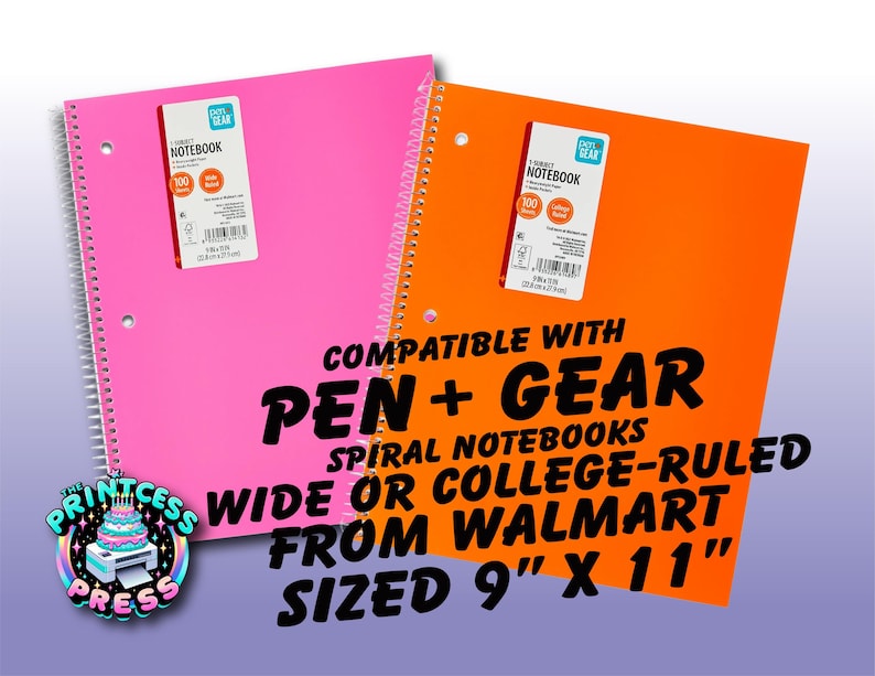Blank Composition Book Template & Pen + Gear Spiral Notebook Template | 9x11 In. Spiral Notebook Template | DIY Spiral Notebook Template image 2