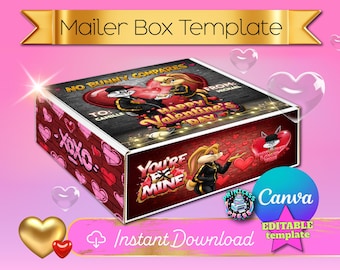 Valentine's Day Mailer Gift Box Digital Design Template | No Bunny Compares VDay | Mockup Image Included | Designs For 8x8x4 & 12x12x4 Boxes