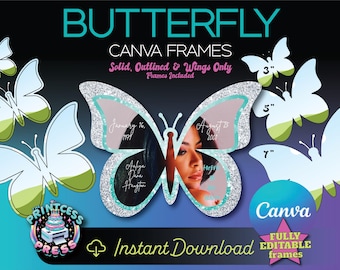 Butterfly Memorial Canva Template | Butterfly Craft Keepsake Template | Butterfly Canva Frames | Drag & Drop Butterflies | Butterfly SVG
