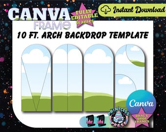 10 FT Arch Panel Backdrop Canva Template In 4 styles + SVG | Drag & Drop Design in Canva | Print Vendor Info Is Included With Purchase