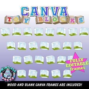 Baby Blocks Font Canva Frames | Toy Blocks Font Canva Frame | Resizable | Rotatable | Fully Customizable Toy Blocks Font | Save PNG In Canva