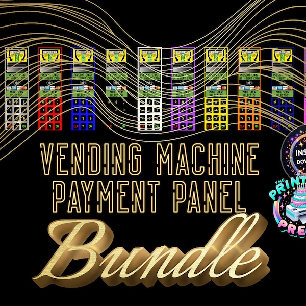 Vending Machine Money Payment Panel 12 Pack Multi- Color Bundle | XL Size Resizable Super High Quality | Instant Download