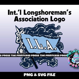 Logotipo de ILA PNG y SVG / Asociación Internacional de Estibadores / Imagen de diseño de camiseta de huelga de ILA / Azul y blanco