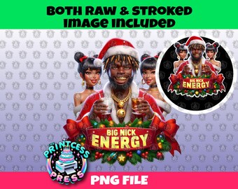 Black Santa PNG T-Shirt Design | Big Nick Energy Christmas PNG | Black Santa Gold Teeth PNG | Black Santa Cartoon Graphic