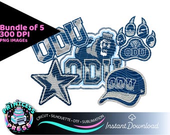ODU Clip Art Bundle of 5 PNG Images | ODU Logo Designs | Images for Collage | Old Dominion University Logo for Stickers dtf | sublimation
