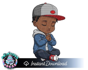 Little Black Boy Praying | Kids Church Clip Art Image | Children Praying |  SVG PNG JPG Clipart | Christian Kids Dtf Sublimation Graphic
