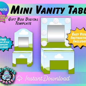 Vanity Table Gift Box Template Canva Frame | Vanity Template Gift Box Foam Board Craft | Fully Customizable | Vanity Table Digital File