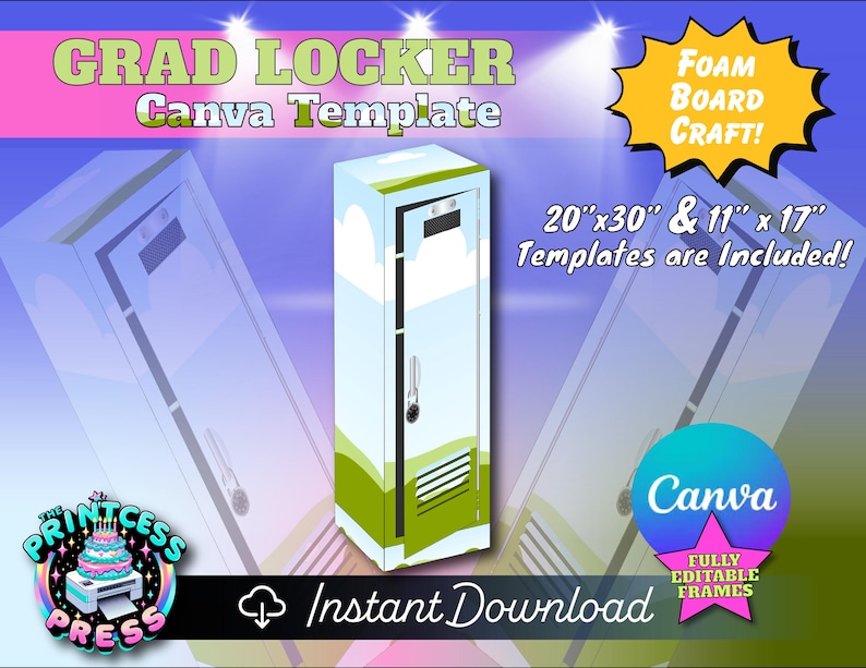 Back To School Locker Gift Box Template | Graduation Locker Template | Locker Canva Frame Template | Grad Gift Box Template | Customizable image 1