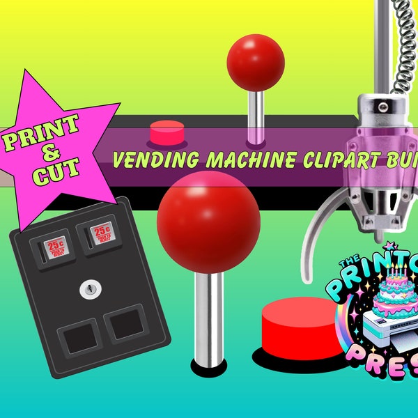 Vending Machine Joystick PNG Plus More Clip Art Bundle | Joystick | Button | Coin Slot | Claw