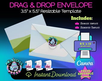 Custom Envelope | Envelope Template Canva Frame | Custom Back to School Envelope Template | Envelope Cut File | DIY Drag and Drop Envelope