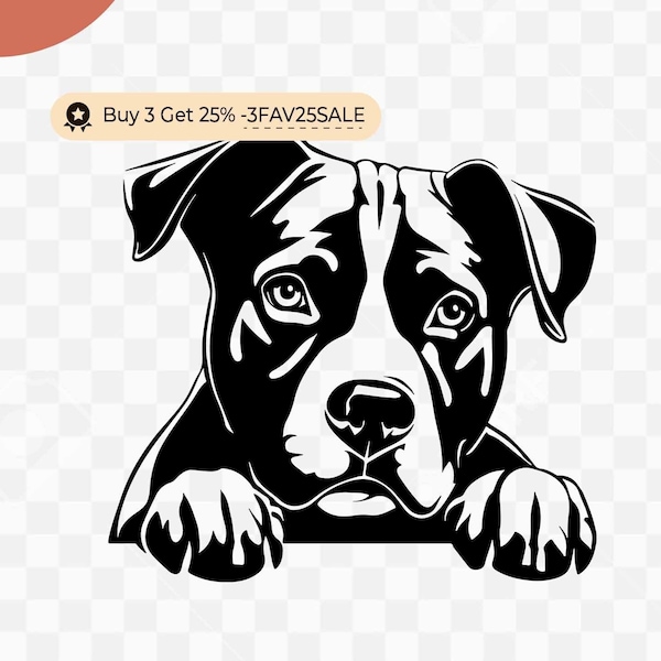 Pitbull Svg, American Pit Bull Svg, Pitbull Clipart, Pitbull Vector, Pitbull Cricut, Dog Paw Svg, Pitbull Cut File, Dog Svg Pitbull Peeking