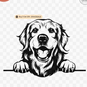 PEEKING GOLDEN RETRIEVER Svg, Peeking Golden Retriever Clipart, Peeking Golden Retriever Svg Files For Cricut, Golden Retriever Svg,